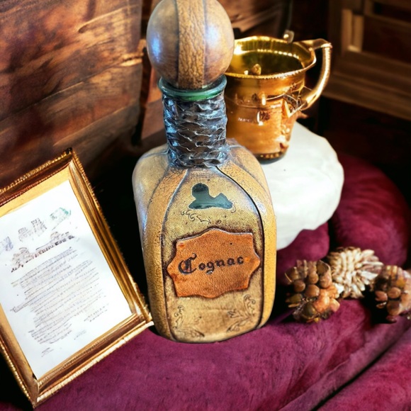 Vintage Italian Leather Wrapped Cognac Bottle - Picture 11 of 16
